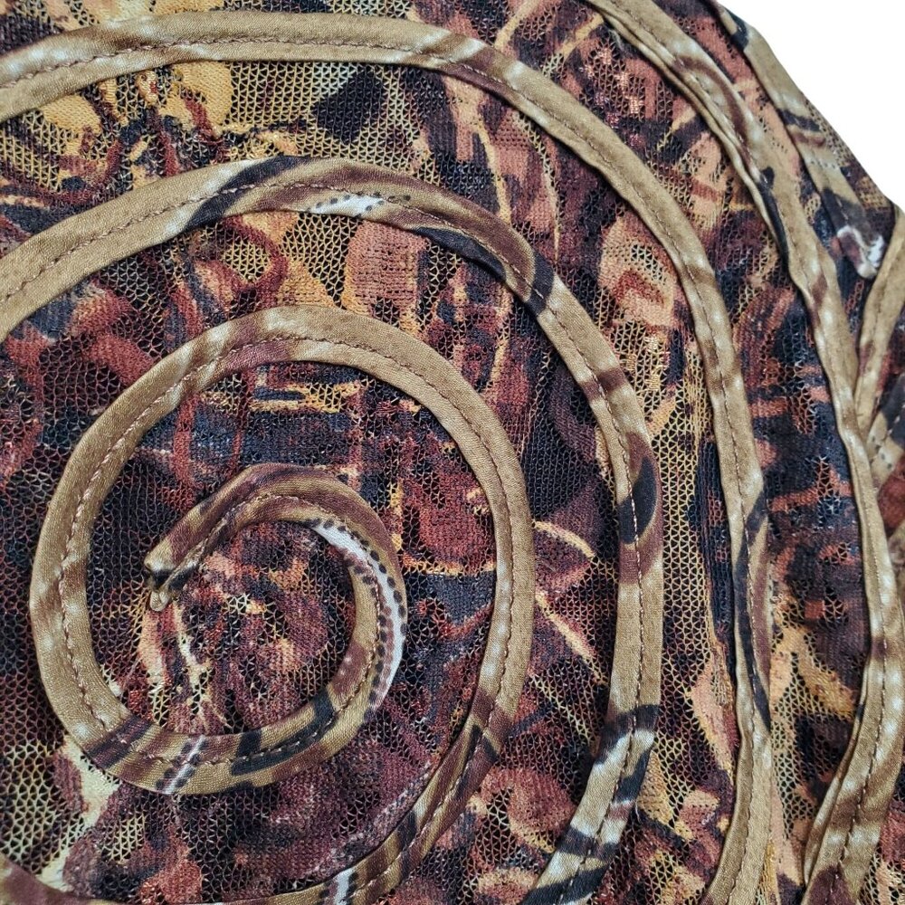 Chicos 3 Sz XL Jacket Abstract Swirl Patterned Open Front Nylon Silk Earth Tones - Picture 8 of 10